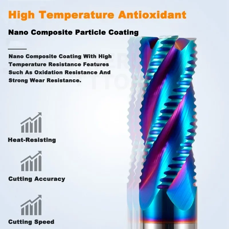 HRC65 4-Flute Blue Nano Coating End Mill Tungsten Steel Carbide Roughing Milling Cutter For CNC Machining Endmills Tools
HRC65 4-Flute Blue Nano Coating End Mill Tungsten Steel Carbide Roughing Milling Cutter For CNC Machining Endmills Tools