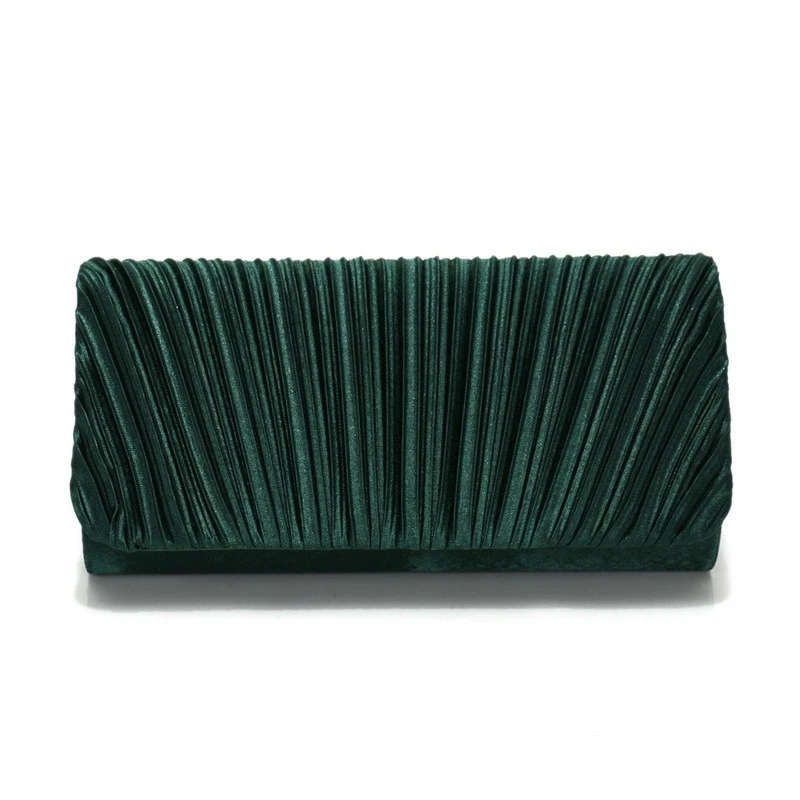 Deep Green Wrinkled Silky Satin Evening Bags Pure Color Purple Pleated Handbag Wedding Party Women's Clutch with Shoulder Chain
Deep Green Wrinkled Silky Satin Evening Bags Pure Color Purple Pleated Handbag Wedding Party Women's Clutch with Shoulder Chain