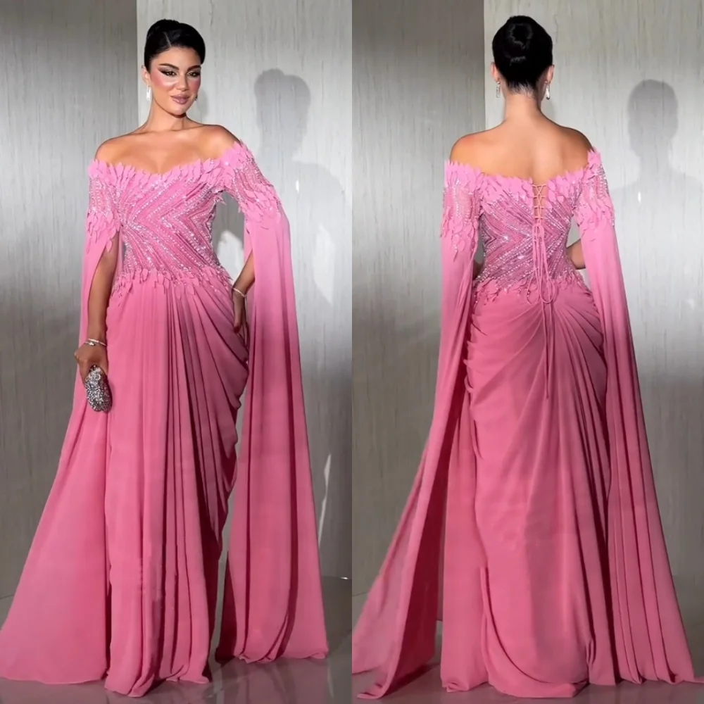 Customized Chiffon Sequined Applique Lace-up Off-the-shoulder Long Dresses Bespoke Occasion Women Luxury Evening Party Sparkle
Customized Chiffon Sequined Applique Lace-up Off-the-shoulder Long Dresses Bespoke Occasion Women Luxury Evening Party Sparkle