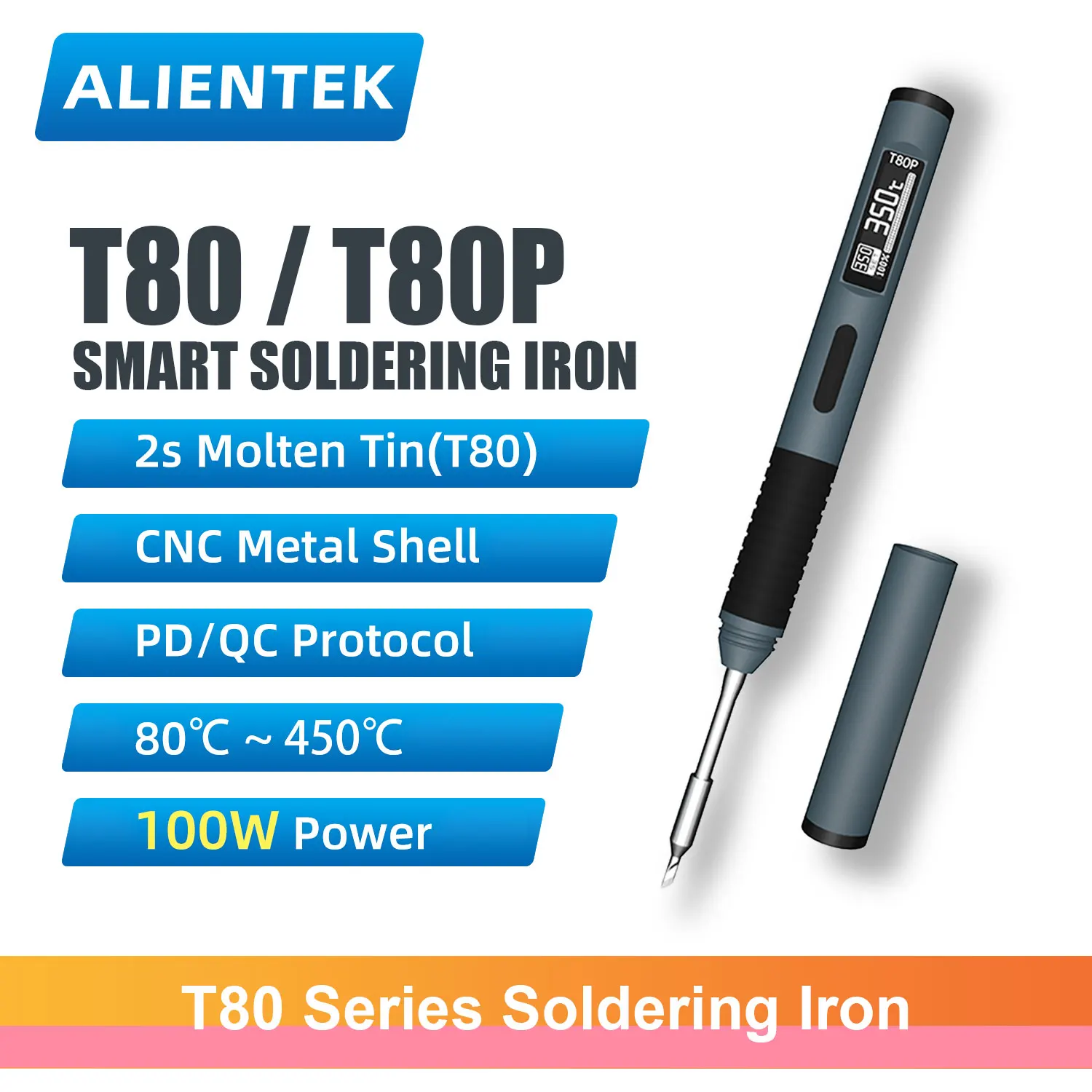 Паяльник ALIENTEK T80P, интеллектуальное портативное сварочное оборудование PD, паяльная станция, сварочный аппарат, инструменты для ремонта каутина
Паяльник ALIENTEK T80P, интеллектуальное портативное сварочное оборудование PD, паяльная станция, сварочный аппарат, инструменты для ремонта каутина