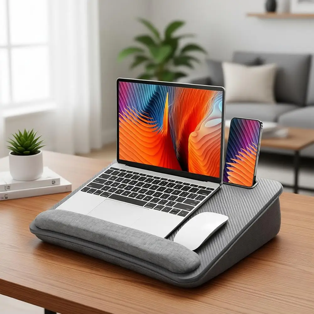Portable Cushioned Lap Desk for 15.6 Laptops with Anti-Slip and Storage - Ideal for Home, Office, and Students
Portable Cushioned Lap Desk for 15.6 Laptops with Anti-Slip and Storage - Ideal for Home, Office, and Students
