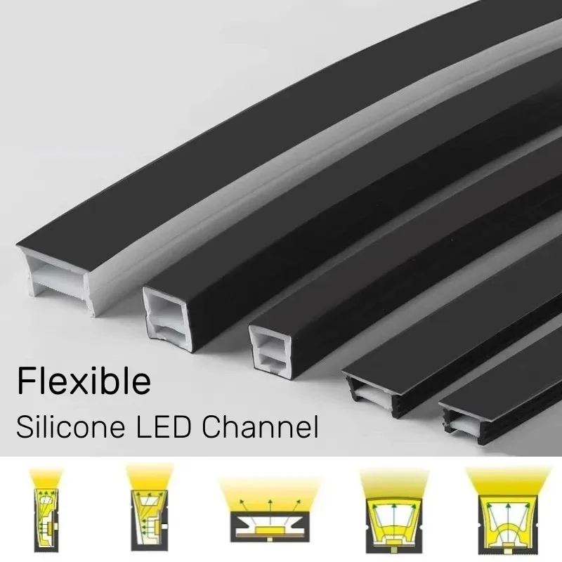 Recessed Black Silicone Tube LED Neon Light Flexible Rope Channel Diffuser WS2811 WS2812B Outdoor Waterproof Ribbon Strip Lights
Recessed Black Silicone Tube LED Neon Light Flexible Rope Channel Diffuser WS2811 WS2812B Outdoor Waterproof Ribbon Strip Lights