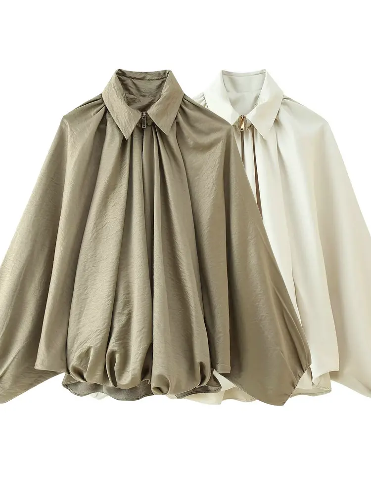 2025 Fashion Women's Vintage Loose Puffed Pleated Bomber Jackets Female Elegant Oversized Army Green Batwing Sleeve Zipper Coats
2025 Fashion Women's Vintage Loose Puffed Pleated Bomber Jackets Female Elegant Oversized Army Green Batwing Sleeve Zipper Coats