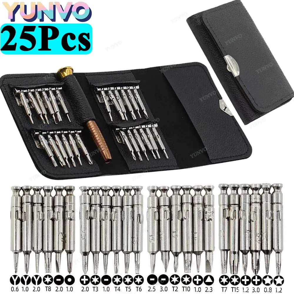 25Pcs Precision Screwdriver Set, Mini Magnetic Screwdriver Bits Kit with Portable Leather Storage Bag, Professional Electronics
25Pcs Precision Screwdriver Set, Mini Magnetic Screwdriver Bits Kit with Portable Leather Storage Bag, Professional Electronics