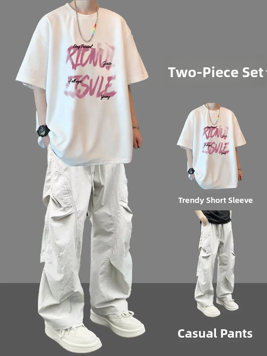 American Style Pure Cotton Boys Set Casual Sportswear Short Sleeve High Waist Trousers Cool Teenage T-Shirt Student Outfit
American Style Pure Cotton Boys Set Casual Sportswear Short Sleeve High Waist Trousers Cool Teenage T-Shirt Student Outfit