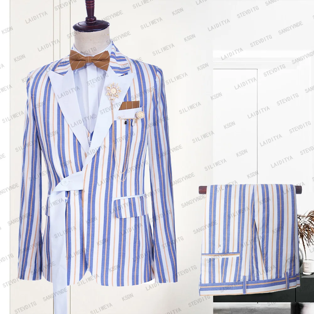 2023 New Casual Men Linen Wrap Suits Orange Blue Stripe White Lapel Slim Fit Groom Wedding Tuxedos Beach 2 Pcs Set Jacket Pants
2023 New Casual Men Linen Wrap Suits Orange Blue Stripe White Lapel Slim Fit Groom Wedding Tuxedos Beach 2 Pcs Set Jacket Pants