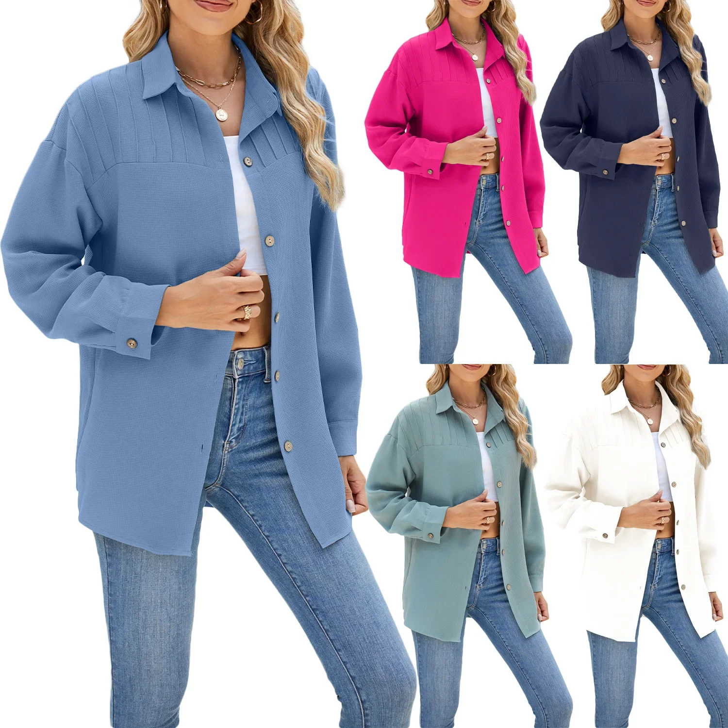 Shirts for Women Casual Blouse Outerwear 2025 Solid Color Turn Down Collar Single Breasted Streetwear Female Overshirt Tops
Shirts for Women Casual Blouse Outerwear 2025 Solid Color Turn Down Collar Single Breasted Streetwear Female Overshirt Tops