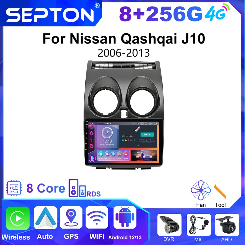 SEPTON Android Car Auto Radio Player for Nissan Qashqai J10 2006-2013 Navi GPS CarPlay Multimedia 8Core 4G Car Stereo Receivers
SEPTON Android Car Auto Radio Player for Nissan Qashqai J10 2006-2013 Navi GPS CarPlay Multimedia 8Core 4G Car Stereo Receivers