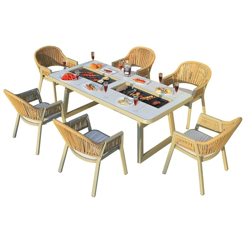 villa Terrace Garden Waterproof and sunscreen Dining table Casual tea table and chair combination
villa Terrace Garden Waterproof and sunscreen Dining table Casual tea table and chair combination