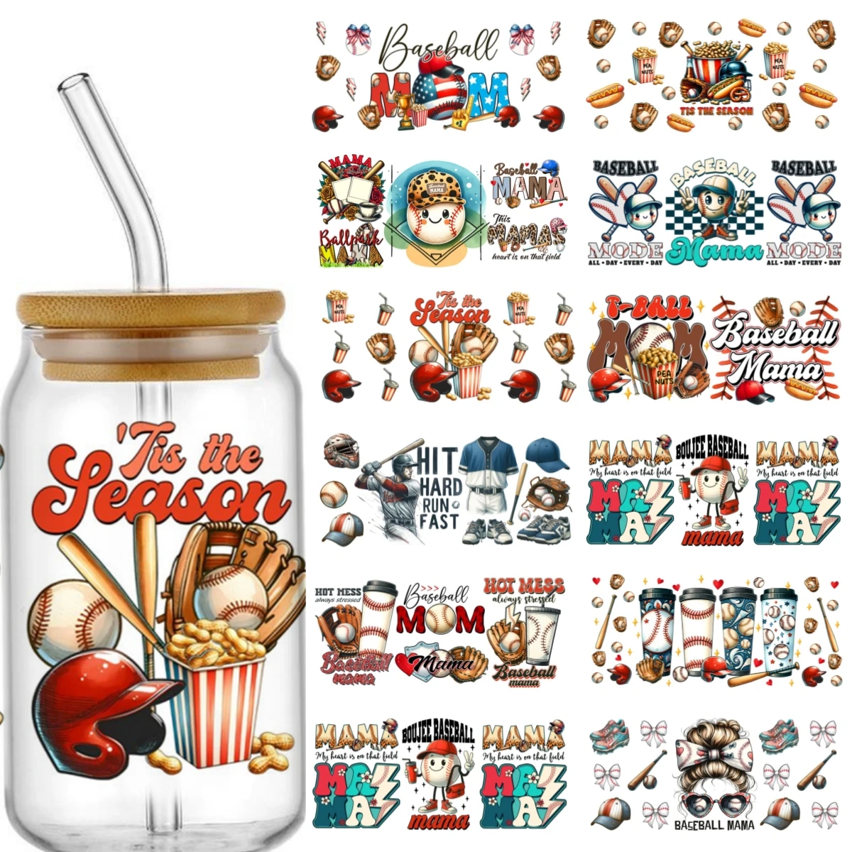 MAMA Baseball Pattern Design UV DTF Transfer Stickers For 16oz Coffee Glass Bottle Can Cup Wraps Permanent Self-adhesive
MAMA Baseball Pattern Design UV DTF Transfer Stickers For 16oz Coffee Glass Bottle Can Cup Wraps Permanent Self-adhesive