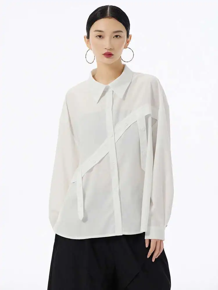 Women Black White Ribbon Spliced Big Size Thin Blouse New Lapel Long Sleeve Shirt Fashion Tide Spring Autumn
Women Black White Ribbon Spliced Big Size Thin Blouse New Lapel Long Sleeve Shirt Fashion Tide Spring Autumn