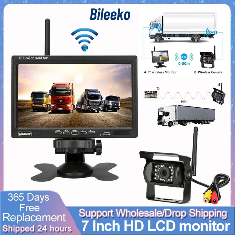 Bileeko Wireless Reverse Camera 7 Inch LCD Monitor For Trucks Bus RV Trailer Excavator 12V-24V Rear View Camera
Bileeko Wireless Reverse Camera 7 Inch LCD Monitor For Trucks Bus RV Trailer Excavator 12V-24V Rear View Camera