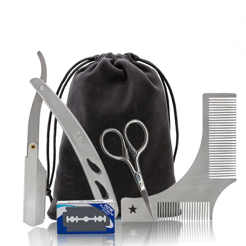 Men's Beard Styling Template Grooming Tool Beard Brush Comb Stainless Steel Comb Right Angle Comb Set Tool
Men's Beard Styling Template Grooming Tool Beard Brush Comb Stainless Steel Comb Right Angle Comb Set Tool