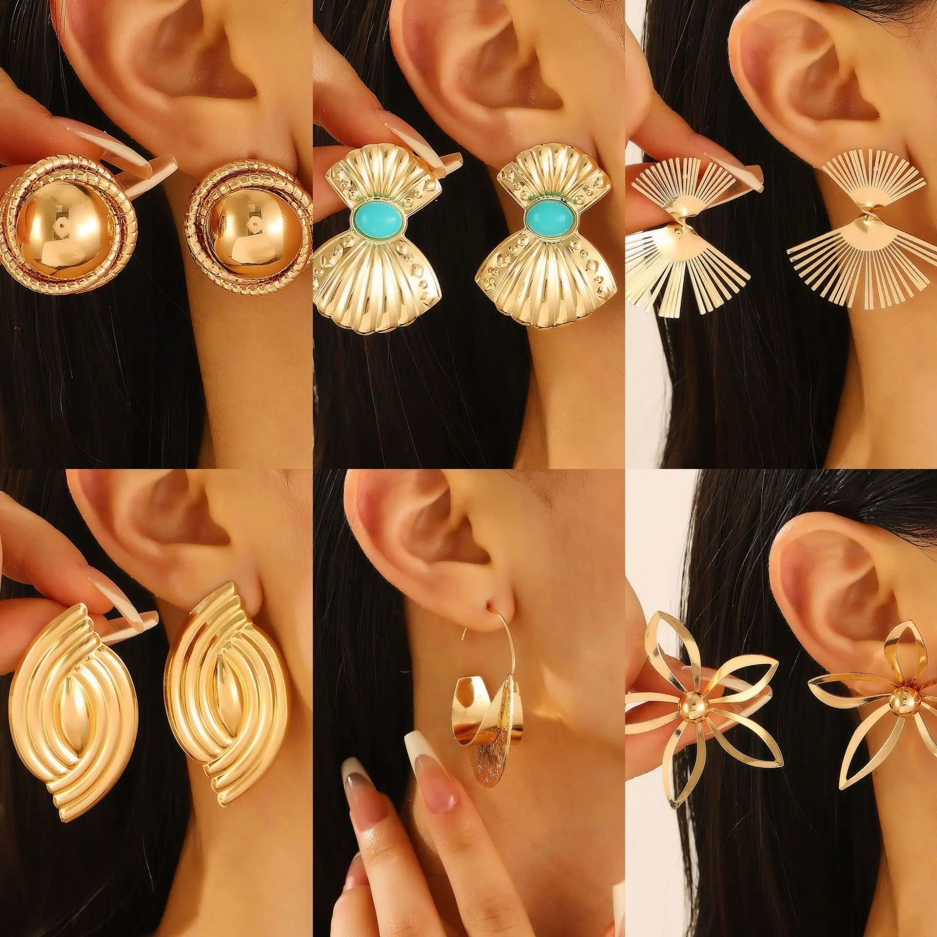 Vintage Fashion Geometric Earrings For Women Metal Earing Jewelry 2025 Trending New Luxury Women's Antique Gold Color Earrings
Vintage Fashion Geometric Earrings For Women Metal Earing Jewelry 2025 Trending New Luxury Women's Antique Gold Color Earrings