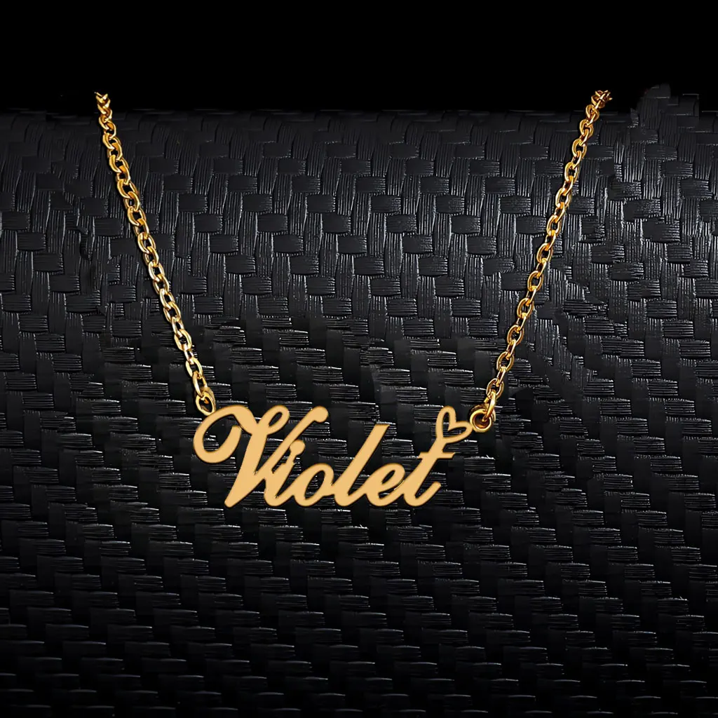 AOLOSHOW Violet with Heart Pendant Name Necklace for Women Stainless Steel Gold Plated Mother's Day Gift
AOLOSHOW Violet with Heart Pendant Name Necklace for Women Stainless Steel Gold Plated Mother's Day Gift