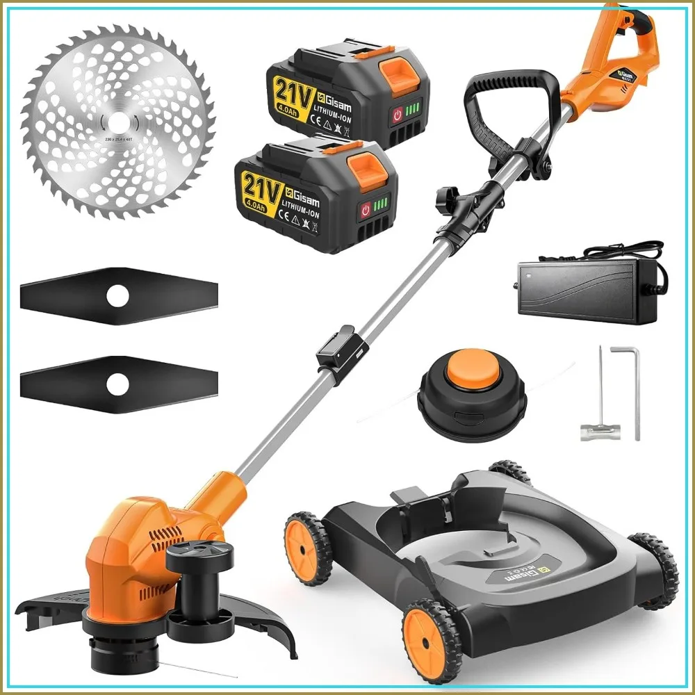 18.9" 3-in-1 Cordless Lawn Mower, String Trimmer & Wheeled Edger, Brushless 2×4.0Ah Batteries, 3 Blades, Adjustable Height & Angle
18.9" 3-in-1 Cordless Lawn Mower, String Trimmer & Wheeled Edger, Brushless 2×4.0Ah Batteries, 3 Blades, Adjustable Height & Angle