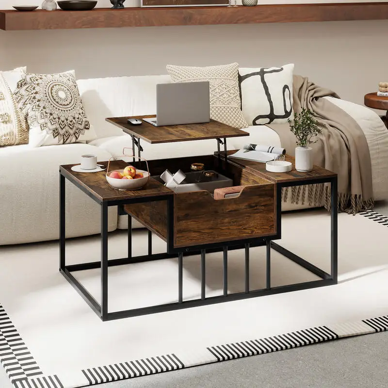 Lift Top Coffee Table Modern Center Table with Hidden Storage Compartment-Rusitc Brown
Lift Top Coffee Table Modern Center Table with Hidden Storage Compartment-Rusitc Brown