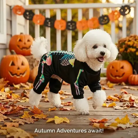 Macacão de Halloween com Esqueleto Arco-Íris para Cães, Roupa Colorida com Ossos, Pijama para Animais de Estimação, Roupas para Cães e Gatos de Pequeno e Médio Porte