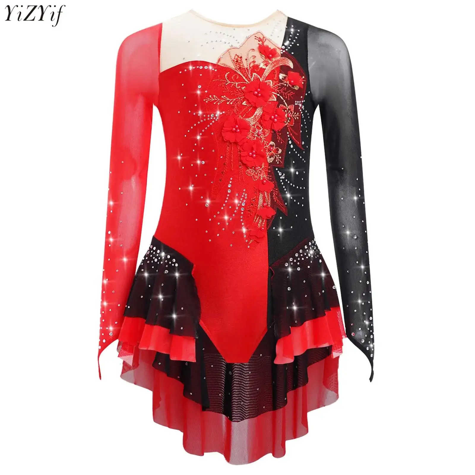 Kids Girls Lyrical Dance Leotard Figure Skating Gymnastics Costume Shiny Rhinestones Applique Long Sleeve Mesh Skirted Bodysuit
Kids Girls Lyrical Dance Leotard Figure Skating Gymnastics Costume Shiny Rhinestones Applique Long Sleeve Mesh Skirted Bodysuit