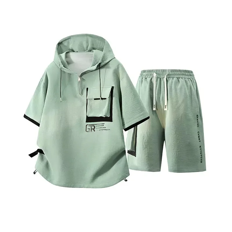 New Summer Fashion Trendy Hooded T-Shirt Sports Set Men's Casual Loose Comfortable Breathable High Quality Two-Piece Set
New Summer Fashion Trendy Hooded T-Shirt Sports Set Men's Casual Loose Comfortable Breathable High Quality Two-Piece Set