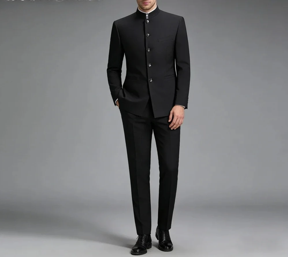 Black Mandarin Collar For Men Wedding Formal Single Breasted 2PCS Suit Groom Suit Set Includes Jacket Pants Wedding Customized
Black Mandarin Collar For Men Wedding Formal Single Breasted 2PCS Suit Groom Suit Set Includes Jacket Pants Wedding Customized