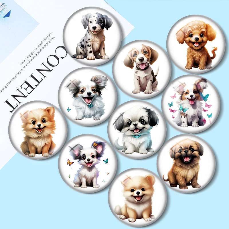 Watercolor Puppies 12mm/16mm/18mm/20mm/25mm Round photo glass cabochon demo flat back Making findings keychain
Watercolor Puppies 12mm/16mm/18mm/20mm/25mm Round photo glass cabochon demo flat back Making findings keychain