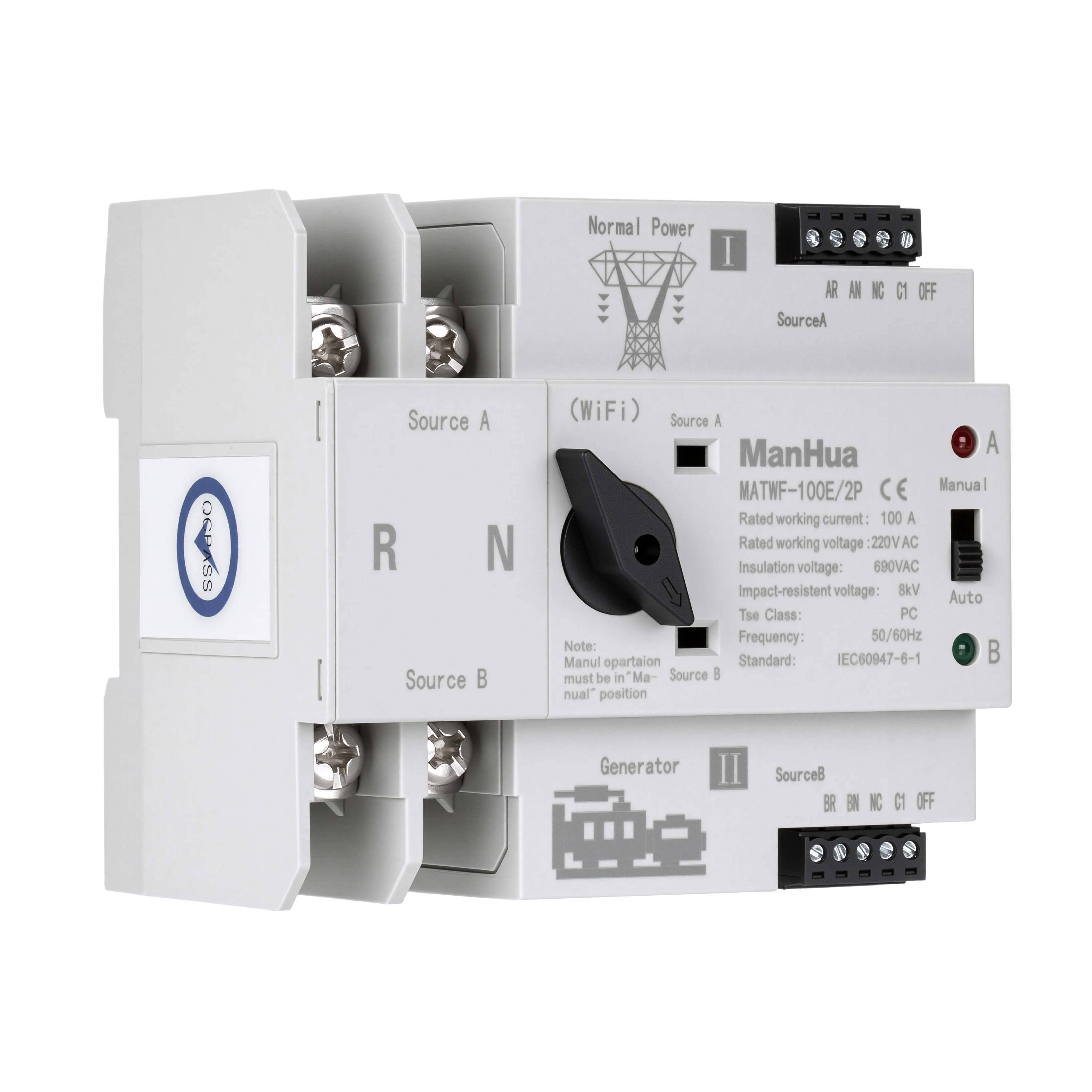 MATCS-100E/2P 100A 220VAC PC Automatic Transfer Switch with WIFI Function Automatic Transfer Switching (ATS)
MATCS-100E/2P 100A 220VAC PC Automatic Transfer Switch with WIFI Function Automatic Transfer Switching (ATS)