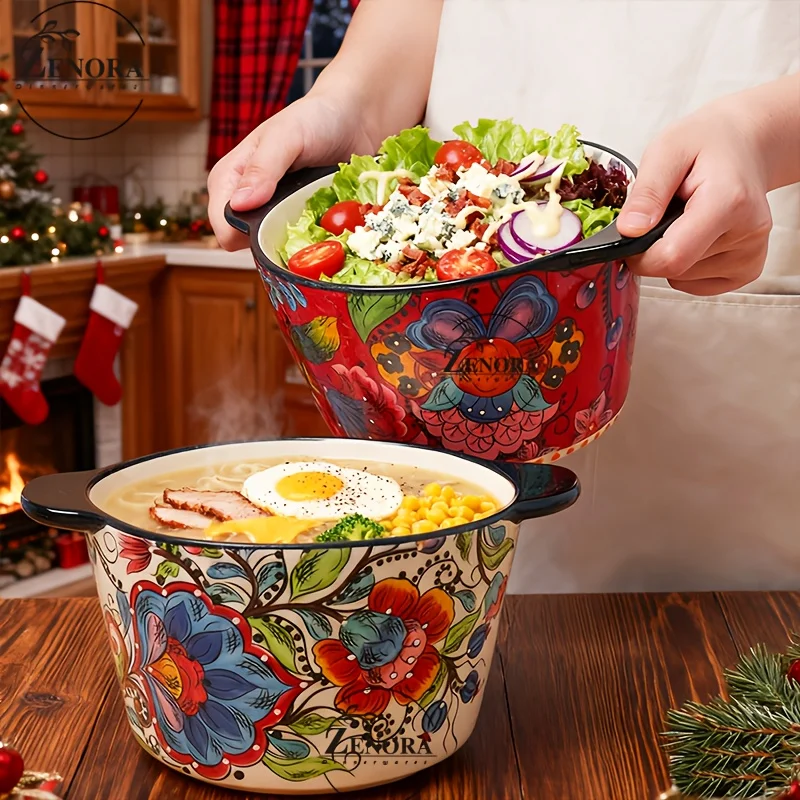 2pcs Giant 101.44oz- Ceramic Extra-Deep Bowl With Handles, No Burn Hands, Bohemian Hand-Painted Design, Chip-Resistant. Microwave & Dishwasher & Oven Safe. Soup Bowl, Snack Bowl, Salad Bowl, Ice Bucket.Family Serving. Home Kitchen Use. Gifts For Weddings
2pcs Giant 101.44oz- Ceramic Extra-Deep Bowl With Handles, No Burn Hands, Bohemian Hand-Painted Design, Chip-Resistant. Microwave & Dishwasher & Oven Safe. Soup Bowl, Snack Bowl, Salad Bowl, Ice Bucket.Family Serving. Home Kitchen Use. Gifts For Weddings