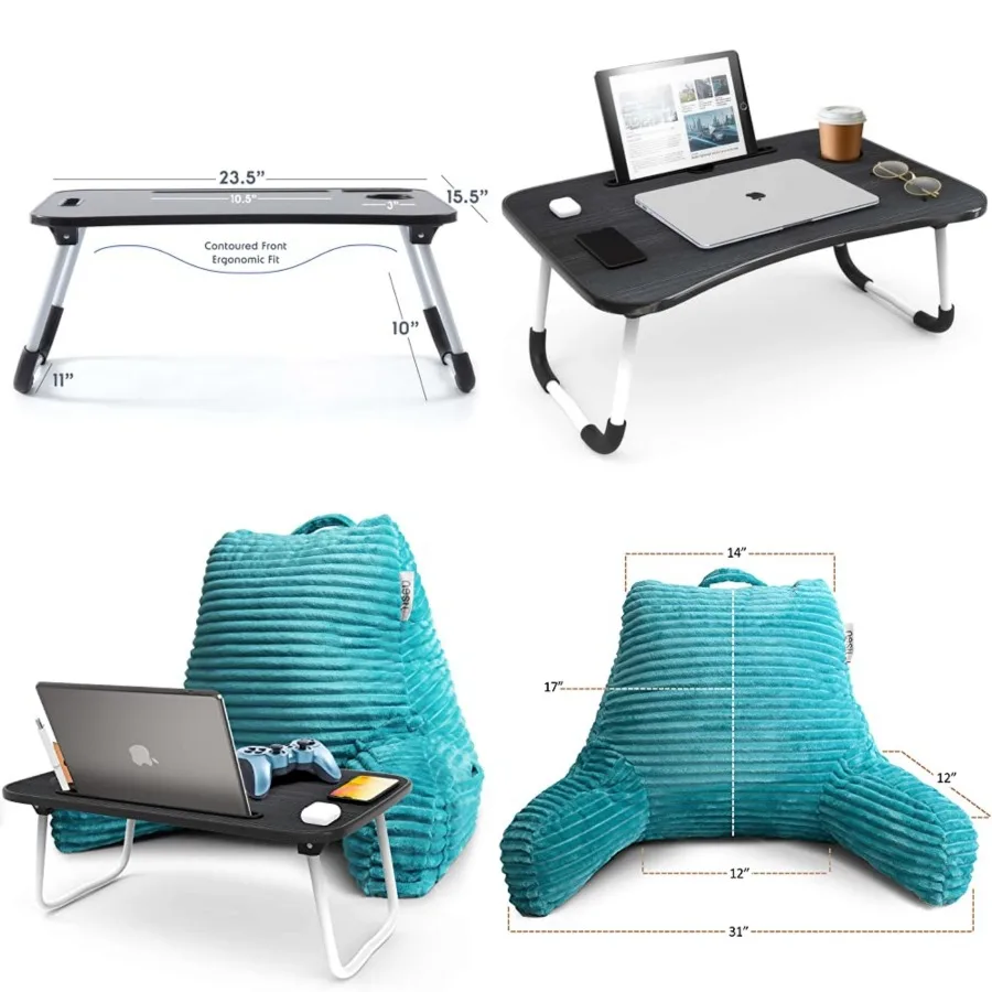 Teal with Bed Desk for Laptop and Writing, Luxe Cut Plush Back Pillow for Sitting Up, Back and Arms Adjustable Support for Adul
Teal with Bed Desk for Laptop and Writing, Luxe Cut Plush Back Pillow for Sitting Up, Back and Arms Adjustable Support for Adul