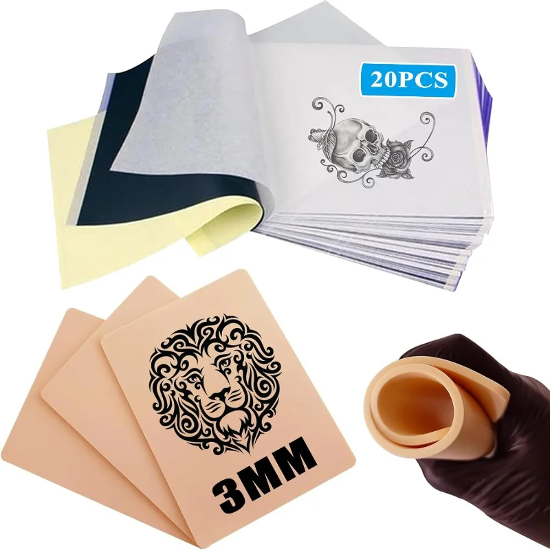 3pcs Tattoo Fake Skin with 20pcs Transfer Paper Set Tattoo Practice Skin and Stencil Paper for Beginners and Artists
3pcs Tattoo Fake Skin with 20pcs Transfer Paper Set Tattoo Practice Skin and Stencil Paper for Beginners and Artists