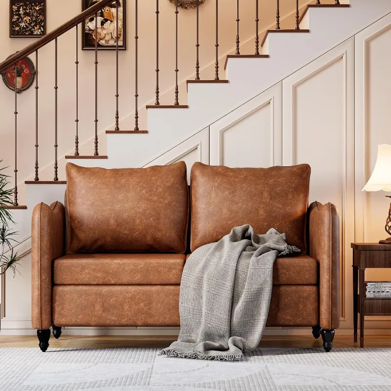 53" Small Loveseat Sofa,Mid Century Modern Love Seat Sofa Couch with PU Leather,2 Seat Small Couches for Small Spaces,Comfy Upho
53" Small Loveseat Sofa,Mid Century Modern Love Seat Sofa Couch with PU Leather,2 Seat Small Couches for Small Spaces,Comfy Upho