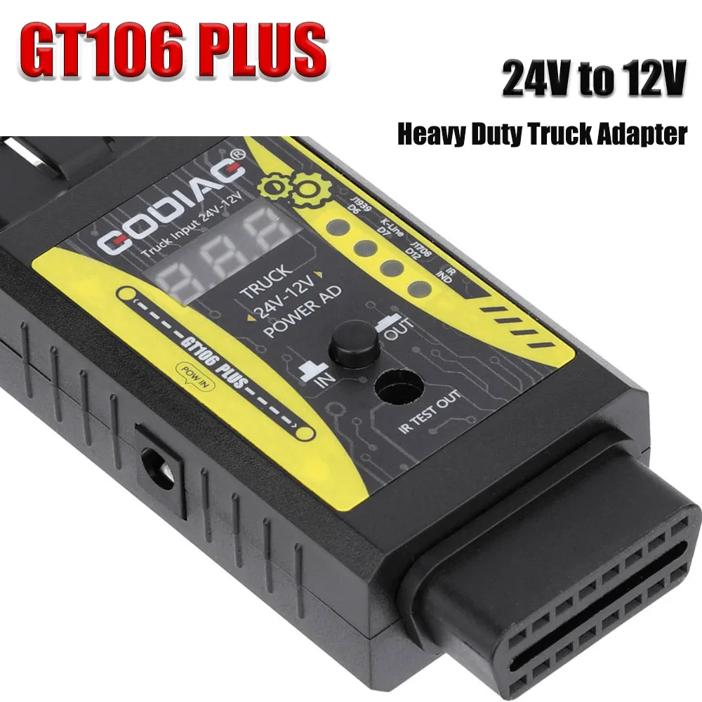 GT106 PLUS 24V to 12V Heavy Duty Truck Converter Adapter for X431 Add Relay Testing for Car & Truck Diagnostics Support ThinkCar
GT106 PLUS 24V to 12V Heavy Duty Truck Converter Adapter for X431 Add Relay Testing for Car & Truck Diagnostics Support ThinkCar