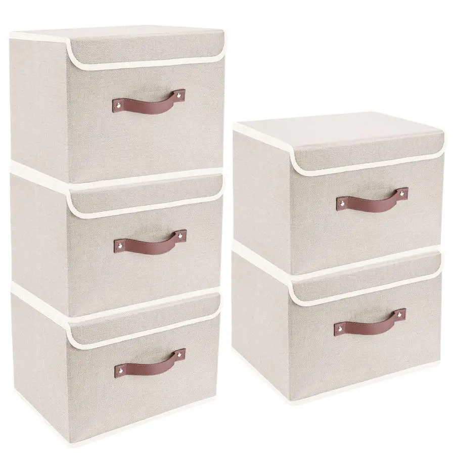 Foldable Storage Boxes with Lids 5 Pack Fabric Storage Bins with Lids, Closet Organizers for Clothes Storage, Room Organization,
Foldable Storage Boxes with Lids 5 Pack Fabric Storage Bins with Lids, Closet Organizers for Clothes Storage, Room Organization,