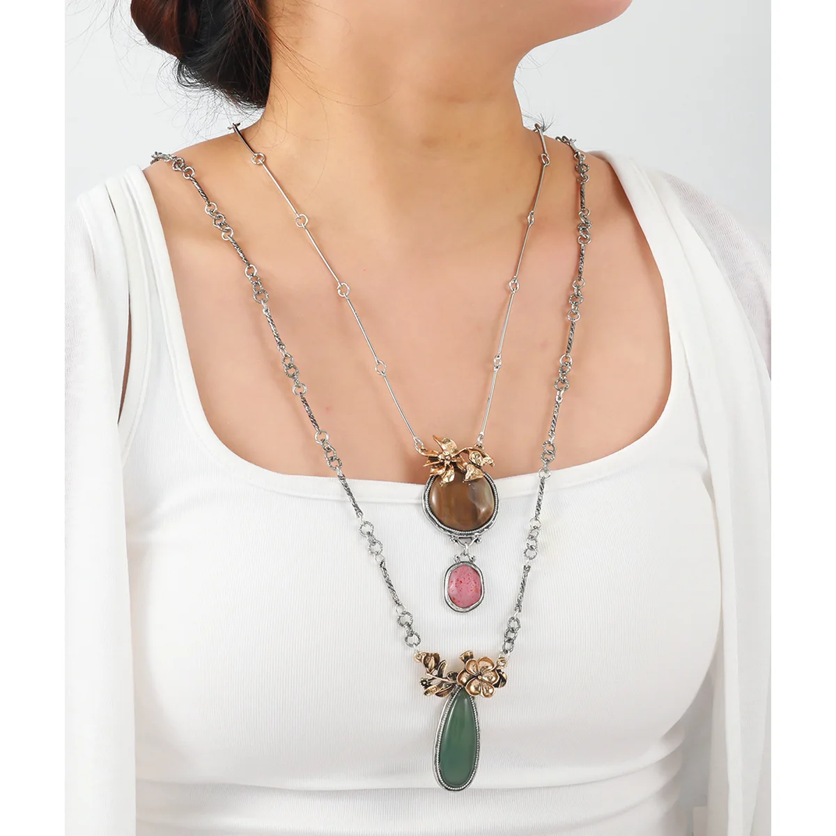 ZAA Vintage Necklace For Woman Luxury Geometric Resin And Flower Pendant Metal Chain Link Layered Trendy Jewelry Accessories
ZAA Vintage Necklace For Woman Luxury Geometric Resin And Flower Pendant Metal Chain Link Layered Trendy Jewelry Accessories