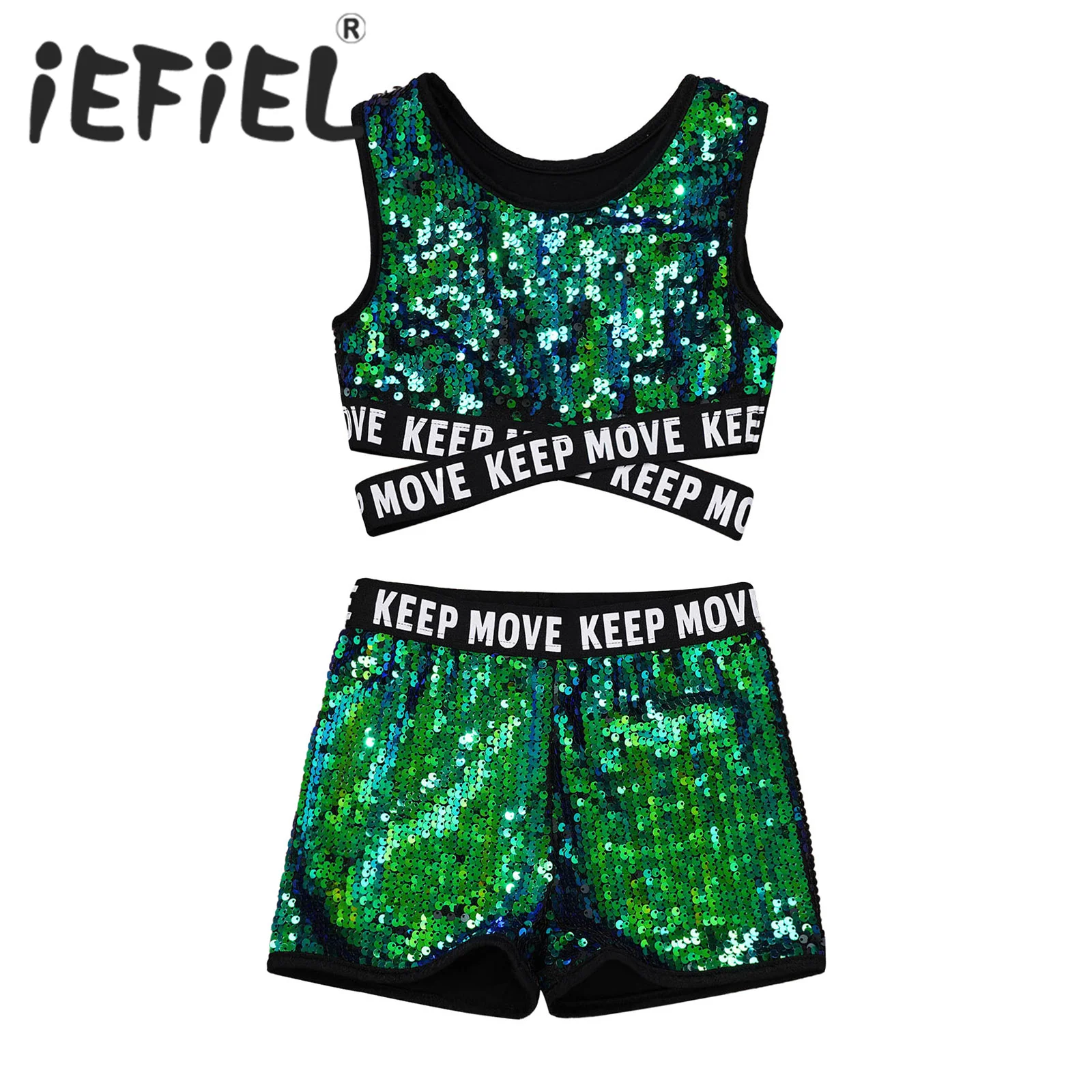 Kids Girls Shiny Sequins Jazz Modern Dance Sets Sleeveless Gymnastics Workout Tankini Outfits Costumes for Stage Performance
Kids Girls Shiny Sequins Jazz Modern Dance Sets Sleeveless Gymnastics Workout Tankini Outfits Costumes for Stage Performance