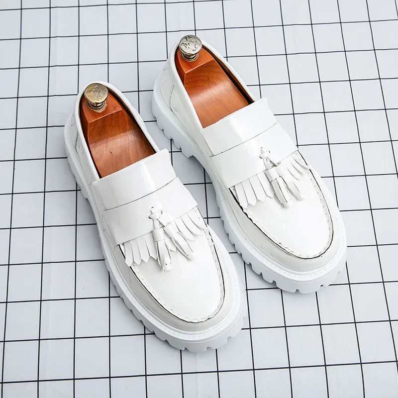 White Tassel Leather Shoes Men Fashion Formal Business Shoes for Men Round Toe Casual Loafers Man Dress Platform Leather Shoes
White Tassel Leather Shoes Men Fashion Formal Business Shoes for Men Round Toe Casual Loafers Man Dress Platform Leather Shoes