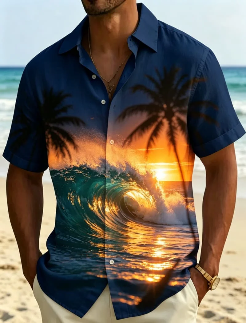 Men's Realistic Wave Sunset Printed Casual Shirt, Suitable For Beach Vacation, Summer Travel, And Daily Dressing
Men's Realistic Wave Sunset Printed Casual Shirt, Suitable For Beach Vacation, Summer Travel, And Daily Dressing