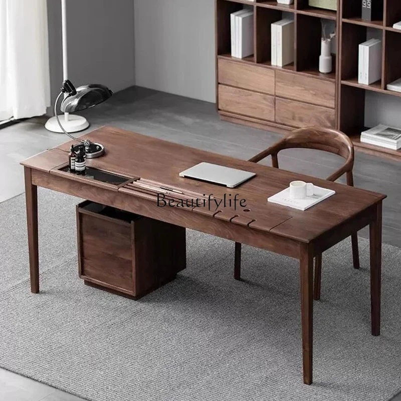 LNorth American black walnut desk simple light luxury all solid wood Nordic home
LNorth American black walnut desk simple light luxury all solid wood Nordic home