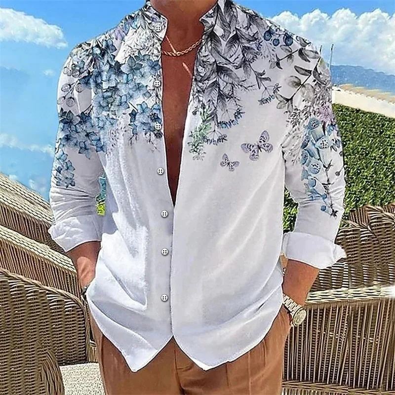 Casual Loose Fit Floral Butterfly Print Stand Collar Long Sleeve Shirt For Men Daily Wear
Casual Loose Fit Floral Butterfly Print Stand Collar Long Sleeve Shirt For Men Daily Wear