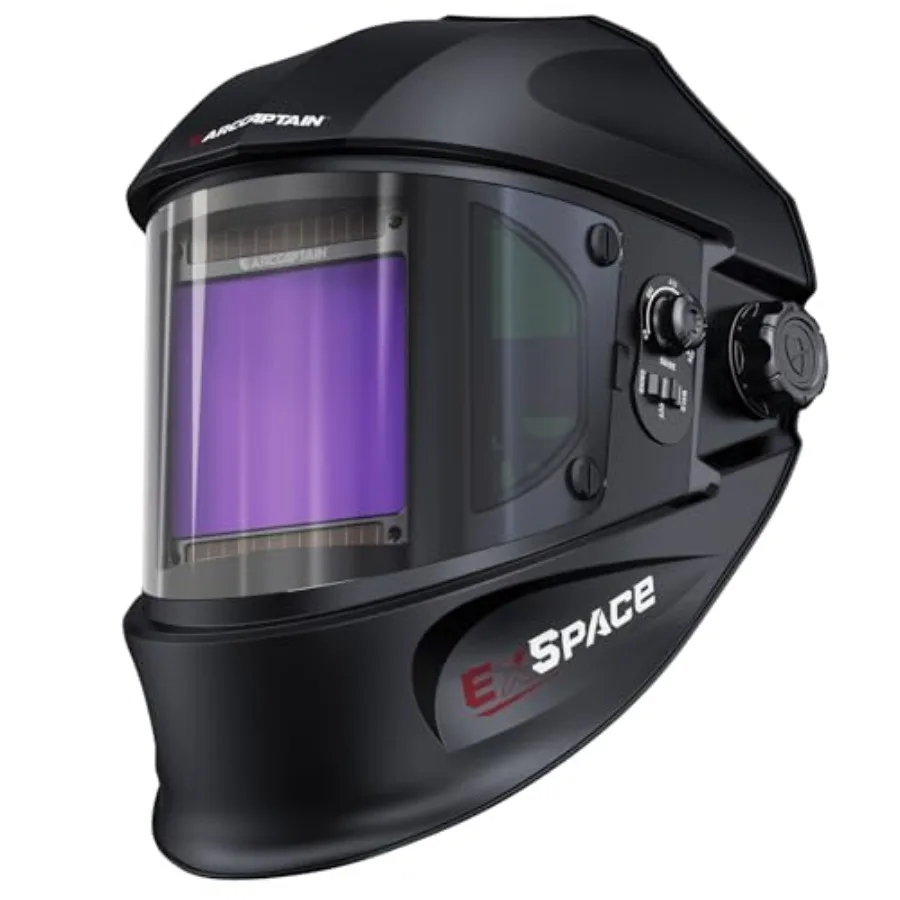 Auto Darkening Welding Helmet with Side View, 180° Panoramic View, 1/1/1/1 True Color Large Viewing Welding Hood with 4 Arc Sen
Auto Darkening Welding Helmet with Side View, 180° Panoramic View, 1/1/1/1 True Color Large Viewing Welding Hood with 4 Arc Sen