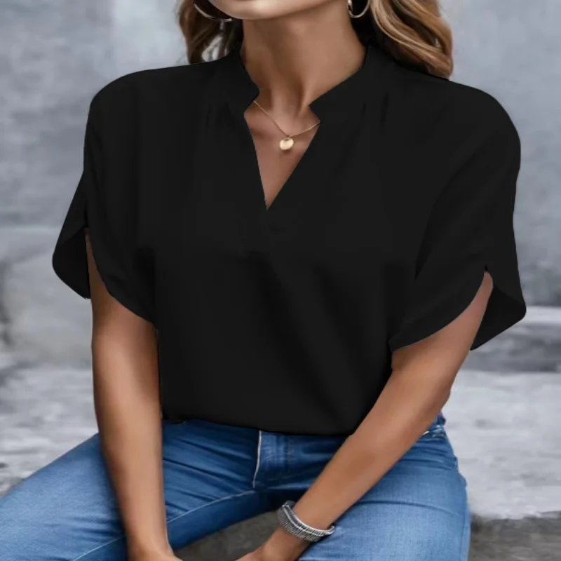 Women Elegant Solid Chiffon Blouse Spring Summer Casual Long Sleeve V Neck Loose Shirt Office Lady Tunics Oversized Tops 2024
Women Elegant Solid Chiffon Blouse Spring Summer Casual Long Sleeve V Neck Loose Shirt Office Lady Tunics Oversized Tops 2024