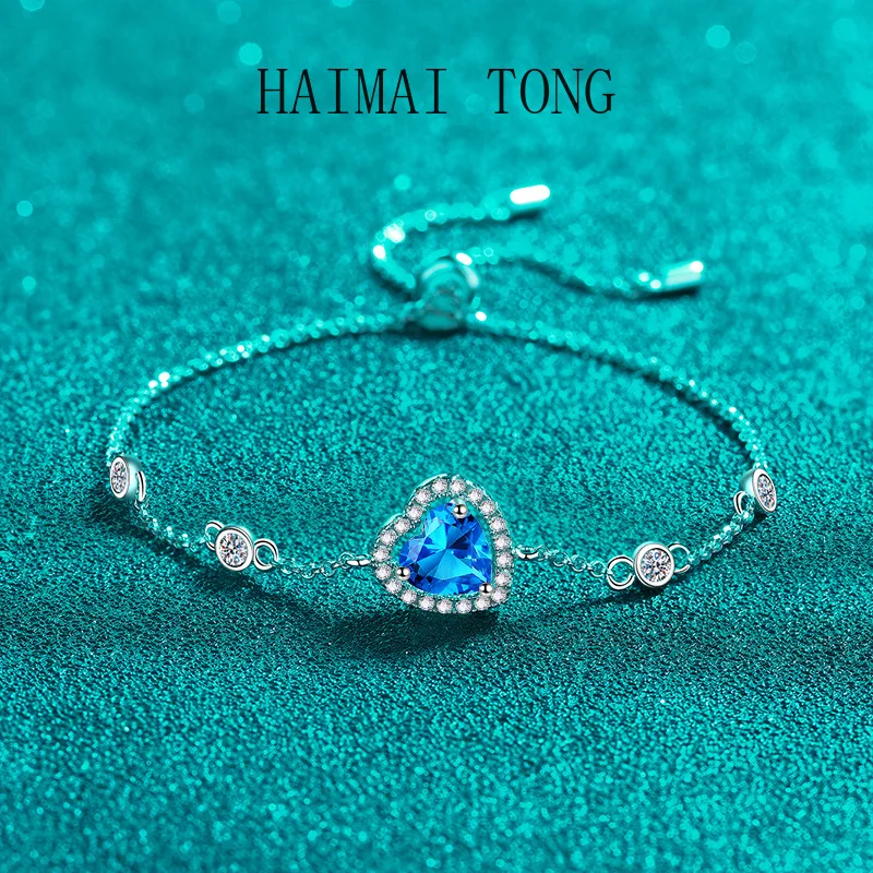 HAIMAITONG New Deyi PT950 platinum bracelet Royal blue Moissanite love bracelet small fresh boudoir hand jewelry
HAIMAITONG New Deyi PT950 platinum bracelet Royal blue Moissanite love bracelet small fresh boudoir hand jewelry