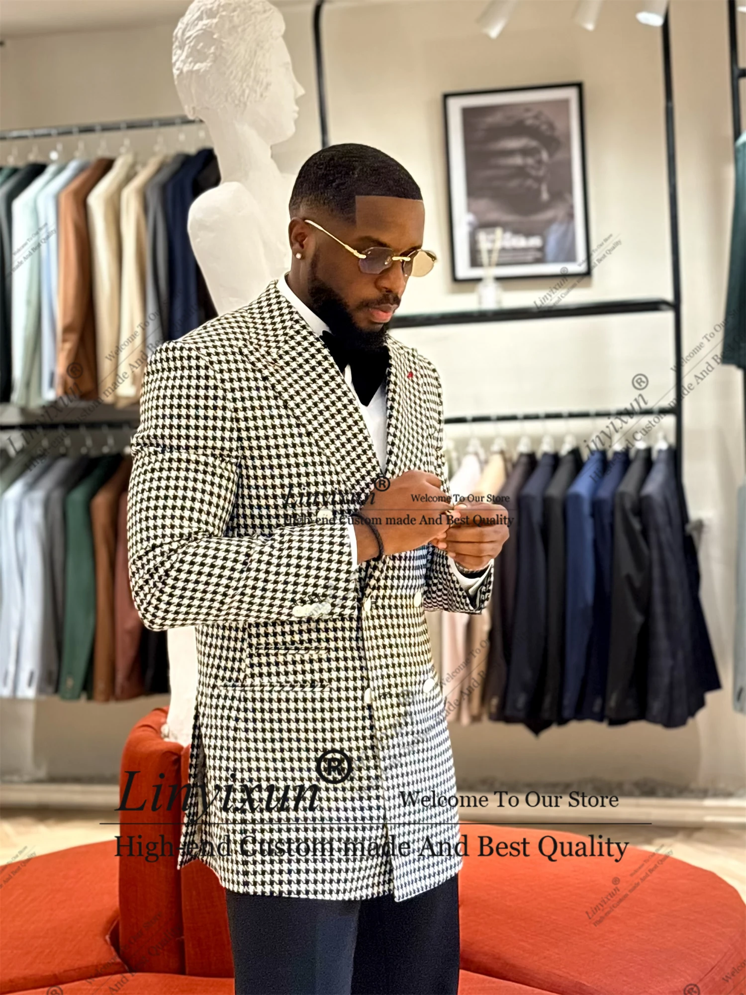 Elegant Men's Check fabric 2 Piece Set Suits Slim Double Breasted Suit Fashion Wedding Casual Business men's suits and separates
Elegant Men's Check fabric 2 Piece Set Suits Slim Double Breasted Suit Fashion Wedding Casual Business men's suits and separates