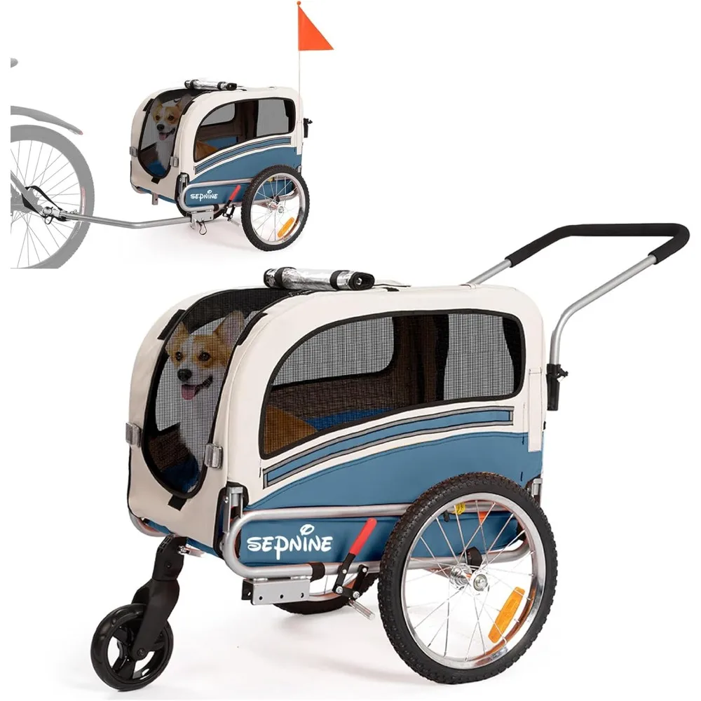 2 in 1 Pet Bicycle Trailer with a 6" Stroller Wheel Suitable Carrier Up to 66/88 LBS,Easy Folding Cart Frame,Quick Release Wheel
2 in 1 Pet Bicycle Trailer with a 6" Stroller Wheel Suitable Carrier Up to 66/88 LBS,Easy Folding Cart Frame,Quick Release Wheel