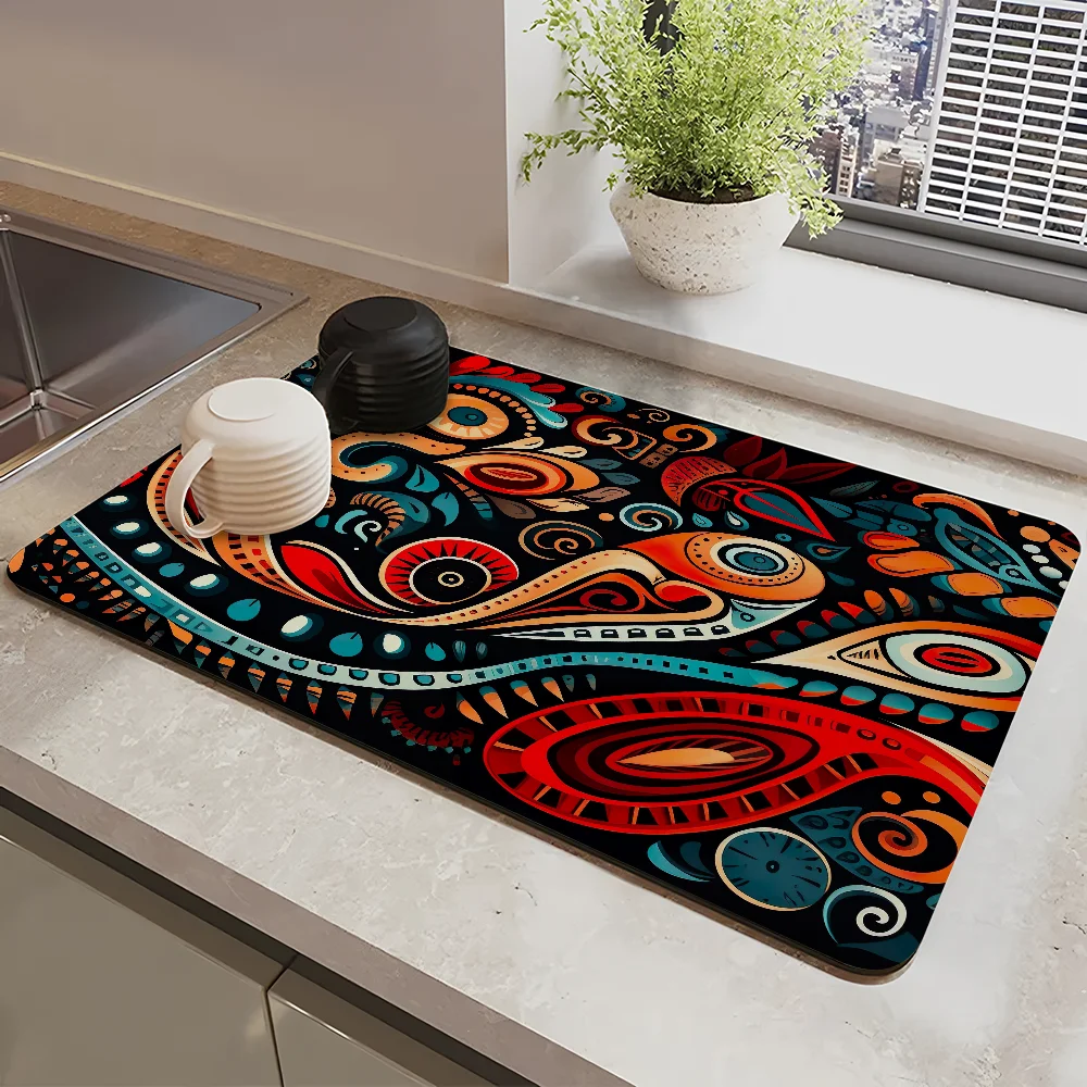 Hawaiian Tribal Tattoo Draining Pad Drying Mat For Kitchen Bar Coffee Dishes Rubber Quick Drying Water Absorbent Anti-slip Mat
Hawaiian Tribal Tattoo Draining Pad Drying Mat For Kitchen Bar Coffee Dishes Rubber Quick Drying Water Absorbent Anti-slip Mat