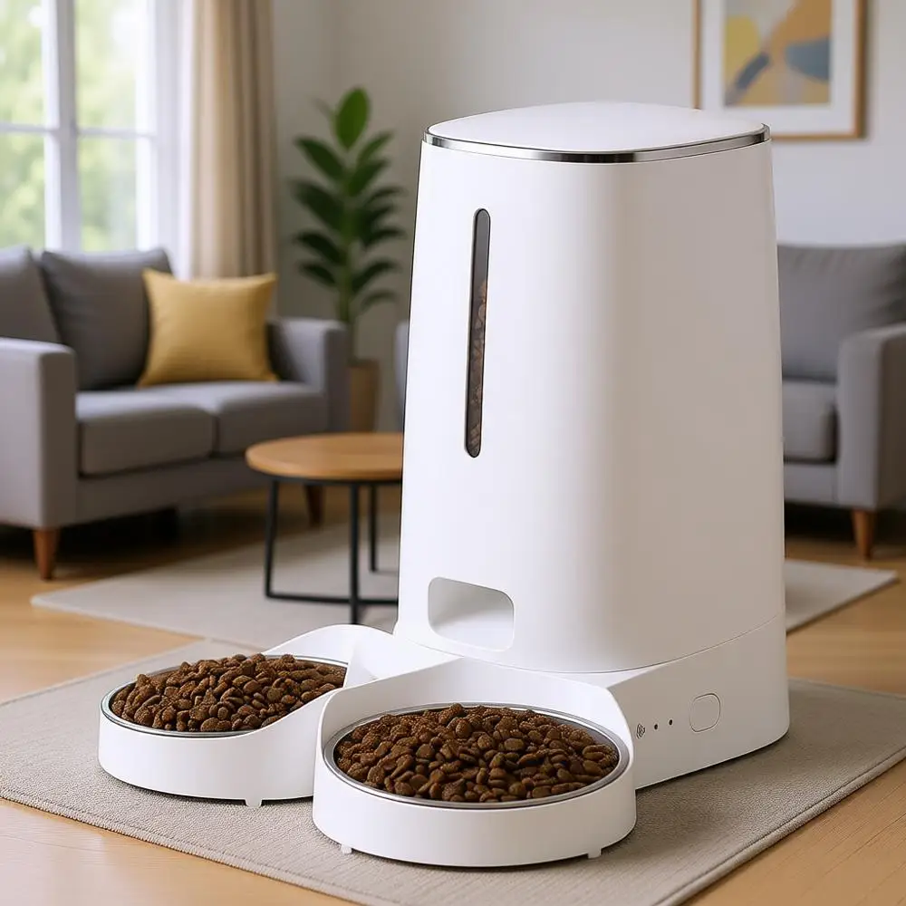 Automatic Pet Food Dispenser, 4L Capacity, Double Bowls, DIY Meal Support, Timed Control
Automatic Pet Food Dispenser, 4L Capacity, Double Bowls, DIY Meal Support, Timed Control