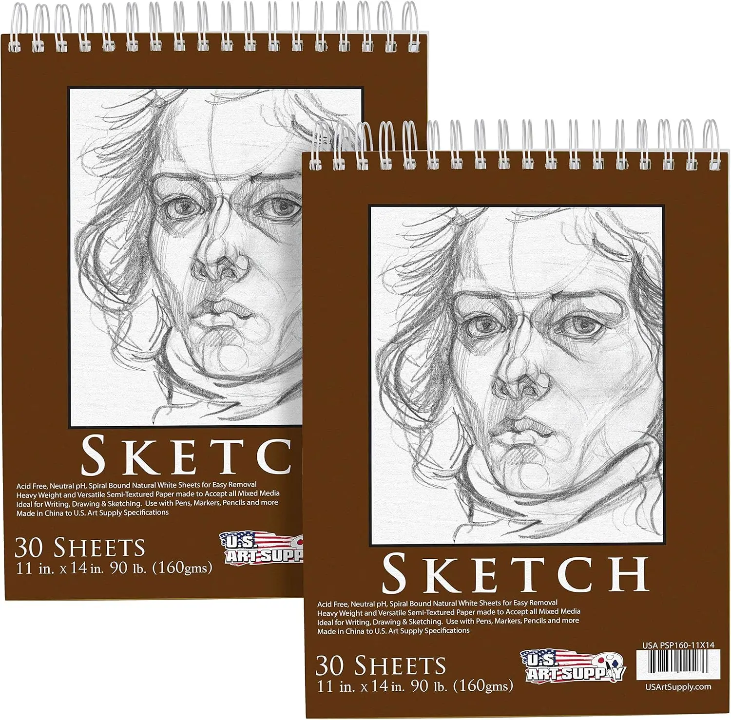 11x14 Spiral Bound Sketch Book with 90lb Paper for Drawing and Sketching, 30 Sheets per Pad (2 Pack)
11x14 Spiral Bound Sketch Book with 90lb Paper for Drawing and Sketching, 30 Sheets per Pad (2 Pack)