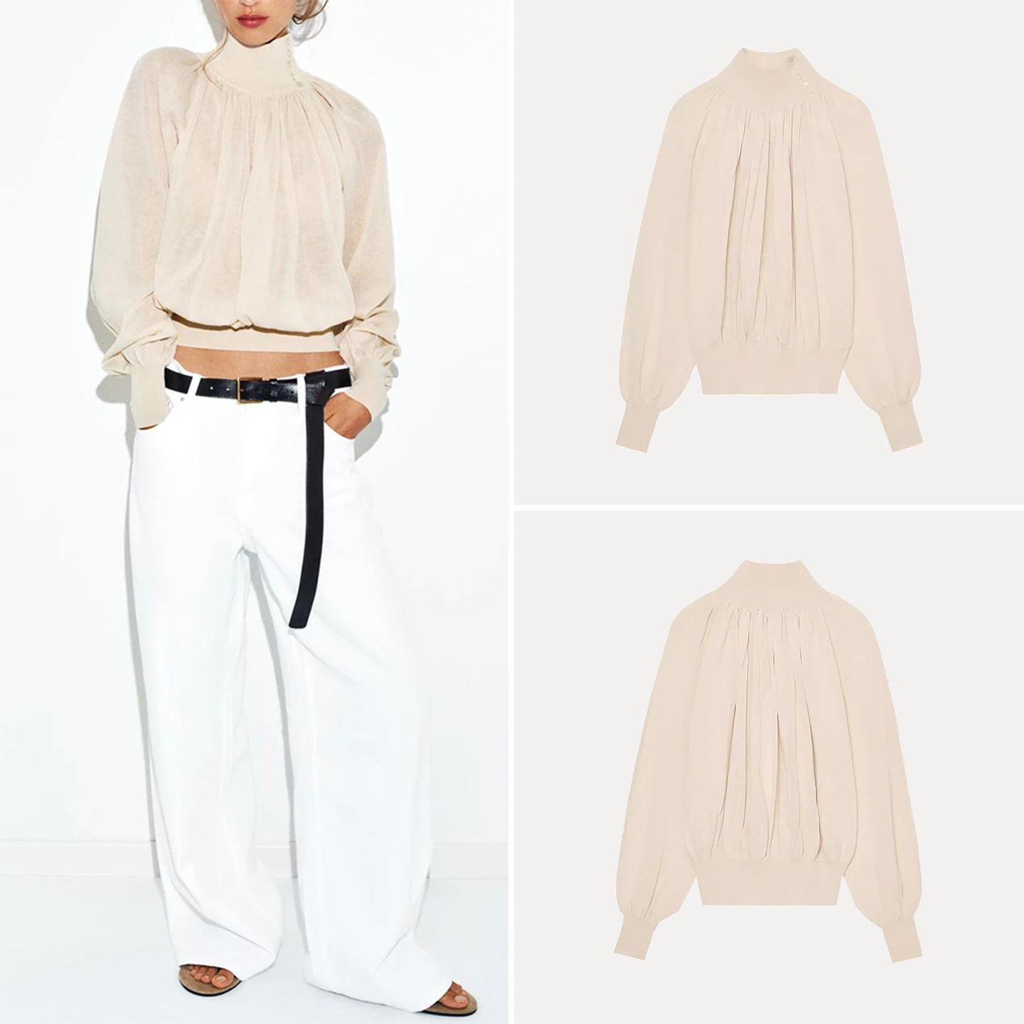 Women's Fashion Long Sleeve Knitted Shirt Stand Collar Splicing Drape Spring 2026 ZADATA European Style Regular Length
Women's Fashion Long Sleeve Knitted Shirt Stand Collar Splicing Drape Spring 2026 ZADATA European Style Regular Length
