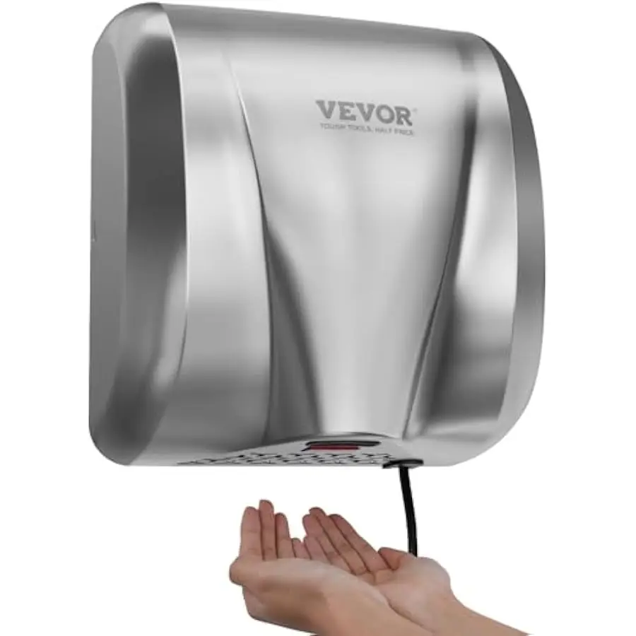 VEVOR Heavy Duty Commercial Hand Dryer, 1300W Automatic High Speed Stainless Steel Warm Wind Hand Blower, 120V Plug in/Hardwired
VEVOR Heavy Duty Commercial Hand Dryer, 1300W Automatic High Speed Stainless Steel Warm Wind Hand Blower, 120V Plug in/Hardwired