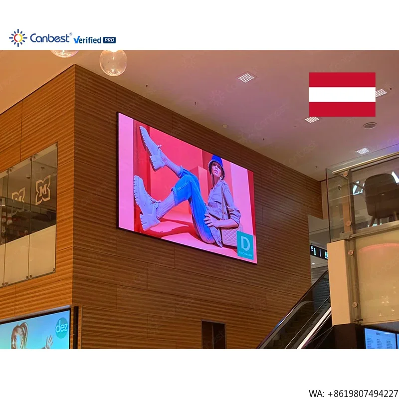 P2.5 4480X2400mm 14.69X7.87ft Wall Mounted Indoor LED Video Wall Display Screen for Austria Shopping Mall Commercial Display
P2.5 4480X2400mm 14.69X7.87ft Wall Mounted Indoor LED Video Wall Display Screen for Austria Shopping Mall Commercial Display